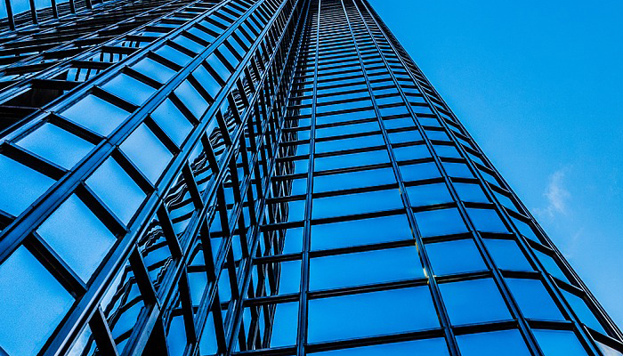 Skyscraper at intense angle 