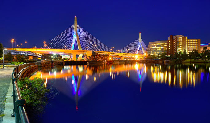 Bridge in Boston at night time